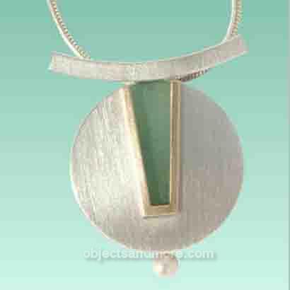 BRUSHED SS/NG SEAGLASS PENDANT by GREG GEYER